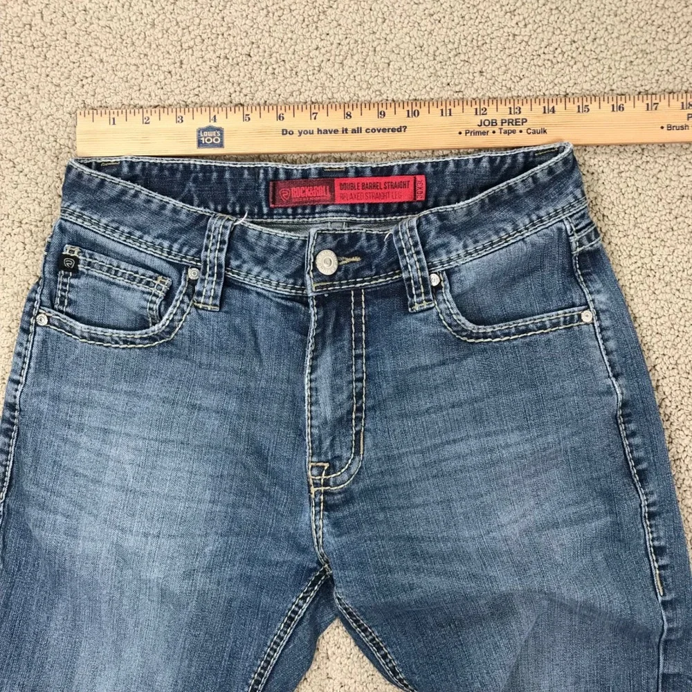 Rock & Roll Denim Mens Double Barrel Relaxed Straight Leg Jeans Blue